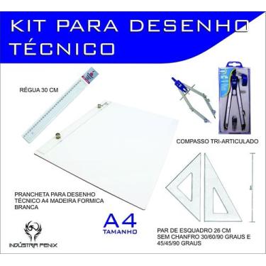 Imagem de Kit Desenho Técnico Prancheta Engenharia Arquitetura Edificações a4 Fo