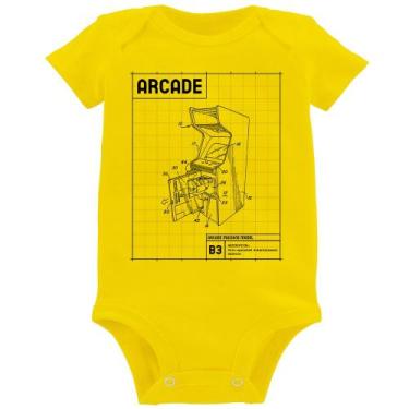 Imagem de Body Bebê Arcade Fliperama Projeto - Foca na Moda, Amarelo, M
