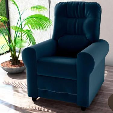 Imagem de Poltrona Reclinável para Descanso Guaíra Veludo Azul - CasaH