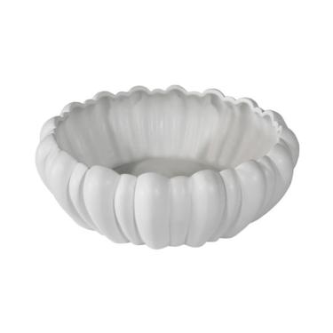 Imagem de Vaso Fruteira Ceramica Nobre Moranga Branco Acabamento Luxo