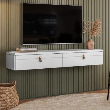 Imagem de Rack para TV Até 50 Polegadas Suspenso Line 2 Portas Branco - Olivar Móveis