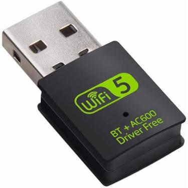 Imagem de Adaptador USB WiFi Bluetooth, receptor externo de rede sem fio de banda dupla de 600 Mbps 2,4/5 GHz, mini dongle WiFi para PC/laptop/desktop