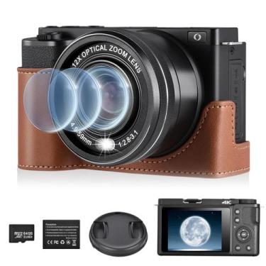 Imagem de Câmera digital OIEXI 4K 64MP com zoom óptico 12X, cartão SD de 64GB