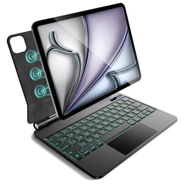 Imagem de CSZZACME Capa Com Teclado Para Ipad Air 11 Polegadas (M3 2025 E M2 2024), Ipad Air 5ª/4ª Geração E Ipad Pro 11 Polegadas (4ª/3ª/2ª/1ª Geração), Com Teclado, Fixação Magnética, Trackpad Multigestos,