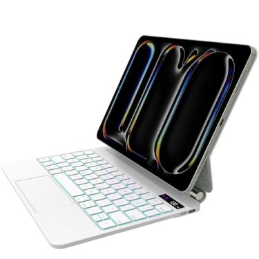 Imagem de Emoonland Capa Com Teclado Para Ipad Pro 11 Polegadas 2024 E Ipad Pro M4 - Magic Keyboard Com Trackpad, Suporte Magnético De Fácil Instalação, Retroiluminação De 7 Cores, Repouso/Despertar Automáti