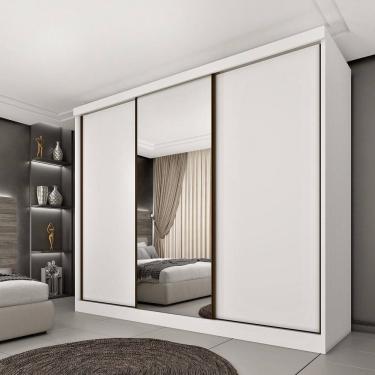 Imagem de Guarda Roupa Casal com Espelho 3 Portas de Correr Monte Carlo Tcil
