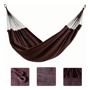 Imagem de Rede De Descanso Dormir Balanço Casal Jeans Reforçada Grande 3,9m x 1,4m - Ideal Para Camping, Hotel, Praia, Acampamento, Jardim, Varando, Sítio, Chárcara, Apartamento, Viagem, Fazenda (Vinho)