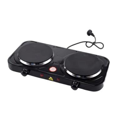 Imagem de Fogão Fogareiro 2 Bocas Elétrico Portátil Mesa Inox 2000W Potência Cooktop De Mesa(PRETO,110V)