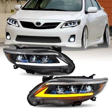 Imagem de HCmotion Conjunto de faróis de LED para Toyota Corolla S XRS XLE CE LE Sedan 2011 2012 2013 com seta sequencial de animação de arranque DRL