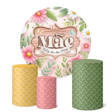 Imagem de Trio Capas Cilindro + Painel Redondo Sublimado 1,50m Dia Das Mães (K1MAE027)