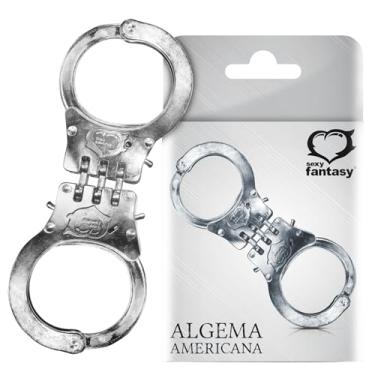 Imagem de Algema Americana Policial Fantasia Casal Fetiche de Metal Profissional Reforçada Cromada com Travas Sex Shop