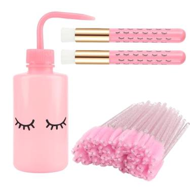 Imagem de Conjunto de 53 pincéis de xampu para cílios com 50 pincéis descartáveis para rímel, 2 pincéis de limpeza facial de cravos de nariz e 1 frasco de plástico de 250 ml para extensão de cílios