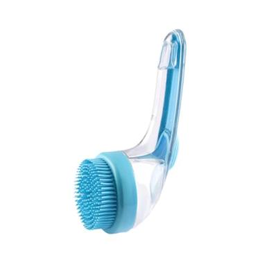 Imagem de IEUDNS Brush de escova de cachorro Pet Brush Bath Ergonomic portátil lavar banho seco e úmido O uso remove cabelos soltos para gatos de cachorro de gatinho, Azul