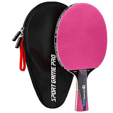 Imagem de Ping Pong Paddle com rotação Killer + capa grátis – Raquete profissional de tênis de mesa para jogadores iniciantes e avançados – Melhore suas habilidades de pingue-pongue com conjunto de pingue-pongue JT, rosa