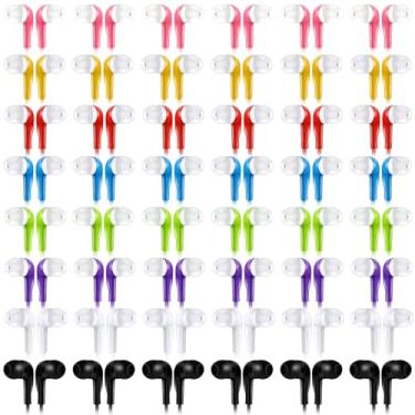 Imagem de Konohan 160 unidades de fones de ouvido a granel com fio, fones de ouvido infantis para sala de aula, fones de ouvido com fio para estudantes, embalados individualmente, 8 cores, fones de ouvido a