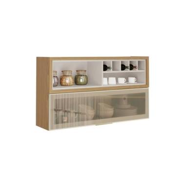 Imagem de Armário Aéreo 120cm 1 Porta Horizontal Vidro E Nicho Adega New Porto -