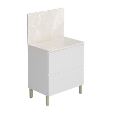 Imagem de Balcão 80cm Art 1 Porta 1 Gaveta Com Tampo E Painel 3021 Branco E ártico