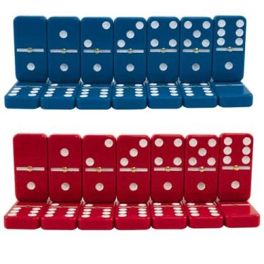 Imagem de Dominó Colorido Profissional Osso Estojo Conjunto 28 Peças - Prime