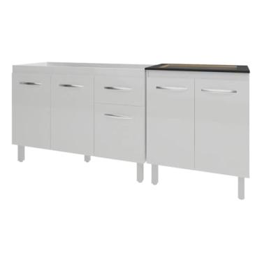 Imagem de Kit Cozinha Moblis Armario de Pia 120cm Anita Balcao Para Cooktop Jade 4 Bocas (Branco)