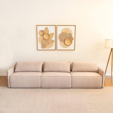 Imagem de Sofá Retrátril 3 Lugares Linho Capri Bege