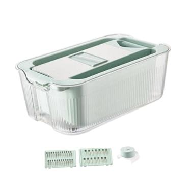 Imagem de WeiLaiKeQi Fatiador Mandoline para Cozinha Multifuncional Cortador de Cebola Cortador de Alimentos Fatiador Profissional de Pepino com Recipiente, Azul com 3 Lâminas