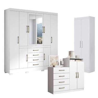 Imagem de Guarda Roupa Casal Nápole 2045149 e Armário Multiuso 2000191 e Cômoda 