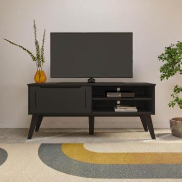 Imagem de Rack para Tv até 60 Polegadas 134cm com Pés Retrô 1 Porta Multimóveis Cr45323 Preto