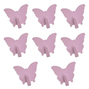 Imagem de ＫＬＫＣＭＳ 8 peças de ganchos de parede cabideiro de metal decorativo resistente ganchos de toalha para banheiro chaves pendurar roupas boné bolsa, Rosa