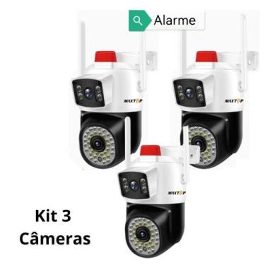 Imagem de Kit 3 Câmera de Vídeo Segurança 360º C Wi-fi Full Hd Dupla Lente Cor B