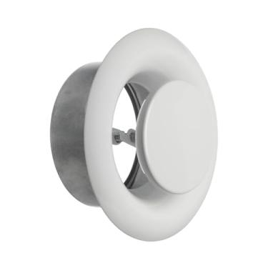 Imagem de TURvent Difusor de metal branco de 10 cm - ventilação ajustável para parede - tampa do duto de teto - válvula de ar de exaustão - capas de ventilação redondas para banheiro, cozinha, garagem