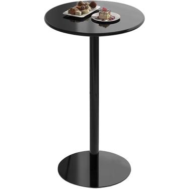 Imagem de Mesa De Jantar De Cozinha, Mesa De Bar Redonda, Mesa De Pub Bistrô De Metal Para Coquetel, Mesa Lateral/final Da Sala De Estar, Mesa De Balcão De Bebidas De Café, Mesa S, Black, 40x40x72cm