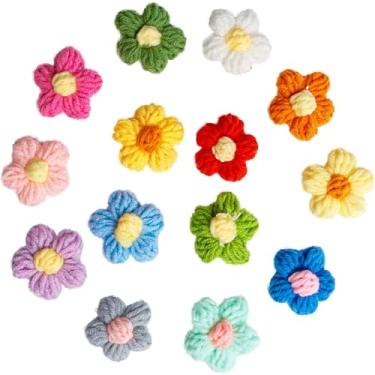 Imagem de 50 peças de flores costuradas/ferro em crochê flores florais feitas à mão lindas flores de crochê pétalas florais de crochê para roupas de cabelo faça você mesmo, decoração de festa, artesanato, 4 cm