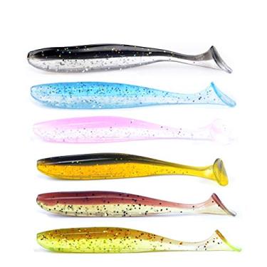Imagem de East Rain Isca macia transparente com cauda em T 0,17/11,6 g. Iscas de silicone Shad Swimbits iscas de plástico PVC iscas de pesca oceano, lago, mar, poleiro, peixe-gato, pargo