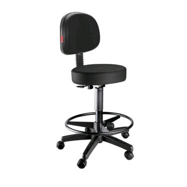 Imagem de Cadeira mocho caixa alta com rodinhas corano Preto