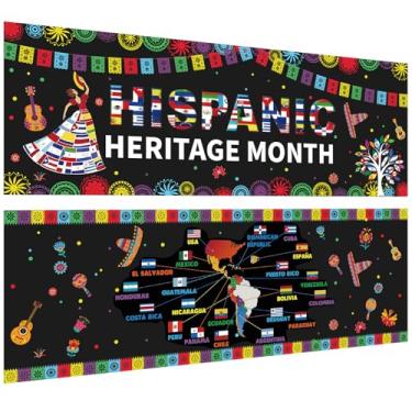 Imagem de Affrolling 2 peças de pôsteres do mês da herança hispânica nacional decoração do mês da herança hispânica espanhola decoração de sala de aula para porta de escola latino-americana decoração de boletim
