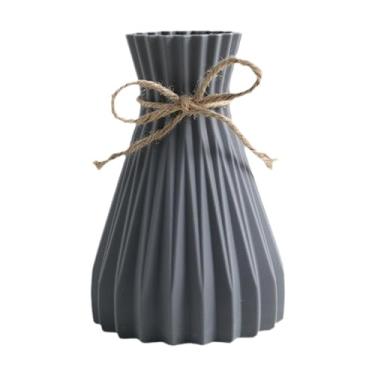 Imagem de UxicRuya Vaso Ornamento Estilo Europeu, Flores Artificiais em Vaso, Peças Centrais de Mesa, Arranjo de Flores para Mesa de Casamento, Cinza
