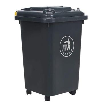 Imagem de Lixeira Shopping Lata Lixo Com Rodas Lata Lixo Externa Fácil Mover Caixa Lixo Doméstica Espessa Latas Lixo Internas/externas(Gray,50L)