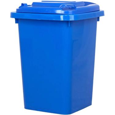 Imagem de Latas Lixo Para Áreas Externas Com Tampa Lata Lixo Comercial Plástico Grande Capacidade Lata Lixo Cilíndrica Longa Para Classificação Ao Ar Livre Lixeira 4 Cores(Blue,50L)