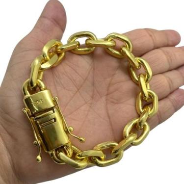 Imagem de Pulseira Cadeado 18mm Banhado a Ouro 18K Marca 750 - ToJoia18k