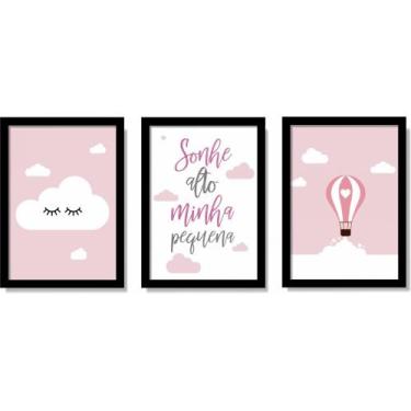 Imagem de Kit 3 Quadros Decorativos Quarto De Menina Minha Pequena - Abraço De G