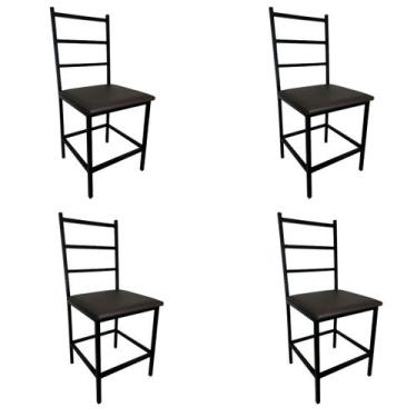 Imagem de Kit 4 Cadeiras Reforçada Para Cozinha E Sala Jantar Ana Assento Marrom