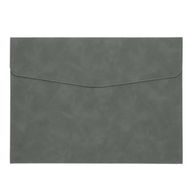 Imagem de PATIKIL Pasta de arquivo A4 de couro PU, organizador de documentos, pasta envelope com fecho de pressão para recibo de carta, cinza