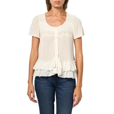 Imagem de Lucky Brand Camiseta feminina de renda, Whisper White, P
