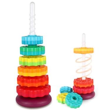 Imagem de Brinquedo giratório JUXUE Rainbow Stacking para crianças de 1 a 3 anos