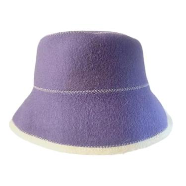 Imagem de Generic Chapéu de feltro para sauna, acessórios, presente, chapéu à prova de calor, de banho russo para áreas internas, touca de sauna para homens e mulheres, Roxo