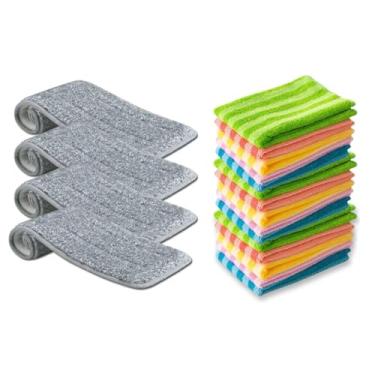 Imagem de Kit Limpeza Completo 10 Panos Microfibras Com 3 Refil Mop Rodo Ideal para Casa Linha Premium M5 Armarinhos (Kit 5 Panos e 2 Refil Mop)