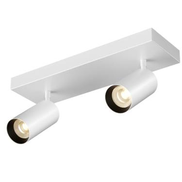 Imagem de ziidoo Luminária De Teto Interna Spotlight Led, 2 Luzes, 40W, Moderna, Branca 4000K, 300°, Ajustável, Arandela Parede Para Sala Estar, Quarto, Corredor, Galeria, Montagem Embutida, Direcional