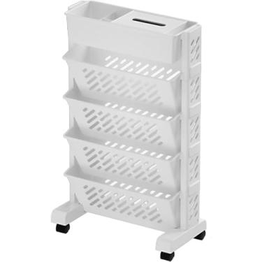 Imagem de Estante Móvel Sobre Rodas, Organizador De Estante Estreita Vertical, Carrinho De Estante Móvel Para Crianças Crianças Estudantes Estudam No Quarto Sala De Estar Casa Escola, 5 levels