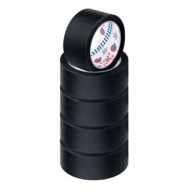 Imagem de Kit 5 Rolo Fita Crepe Adesiva Preta 48mm X 50m Fácil Remoção - Eurocel