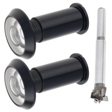 Imagem de HOJLKLD Olho mágico do visualizador de porta, furos de latão sólido de 200 graus com broca de 16 mm para portas de 3,5 a 6,5 cm, tubo de 5/8 polegadas de diâmetro antiespiar sem tampa (preto)